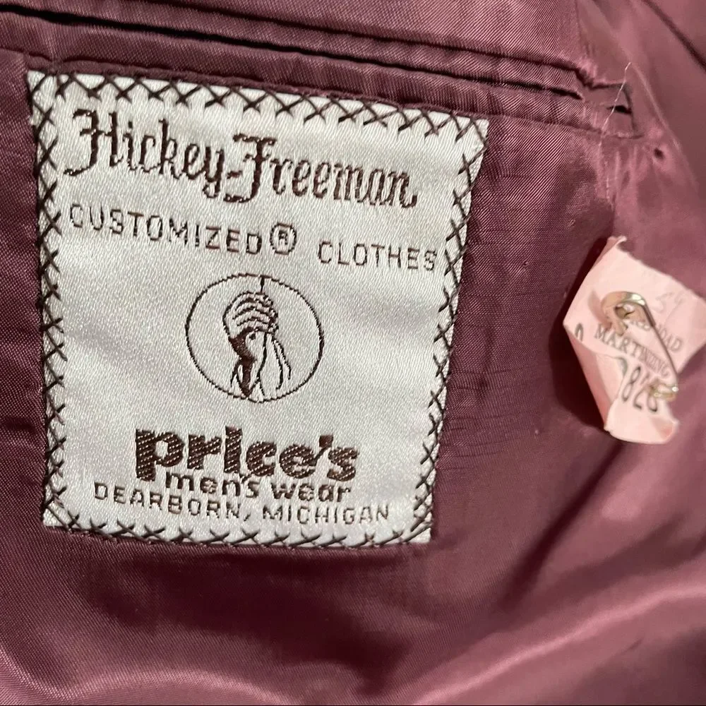 Vintage Hickey Freeman 2 Button Suit Flat Front Pants 41L
